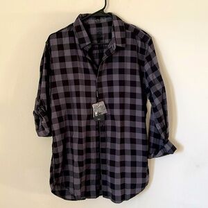 Calvin Klein Men’s Slim Fit button down check pattern black and gray